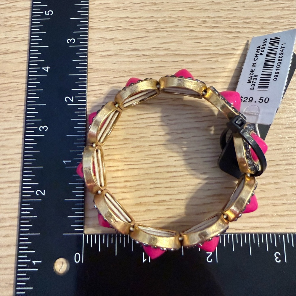 J. Crew Gold-Tone Bracelet with Hot Pink Cabochons - Picture 5 of 6